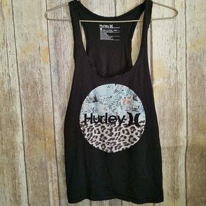 Hurley Black leopard logo racerback tank top